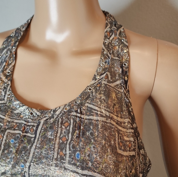 Isabel Marant x H&M Silk Metallic Sleeveless racerback blouse.  Size 6 - Picture 4 of 13